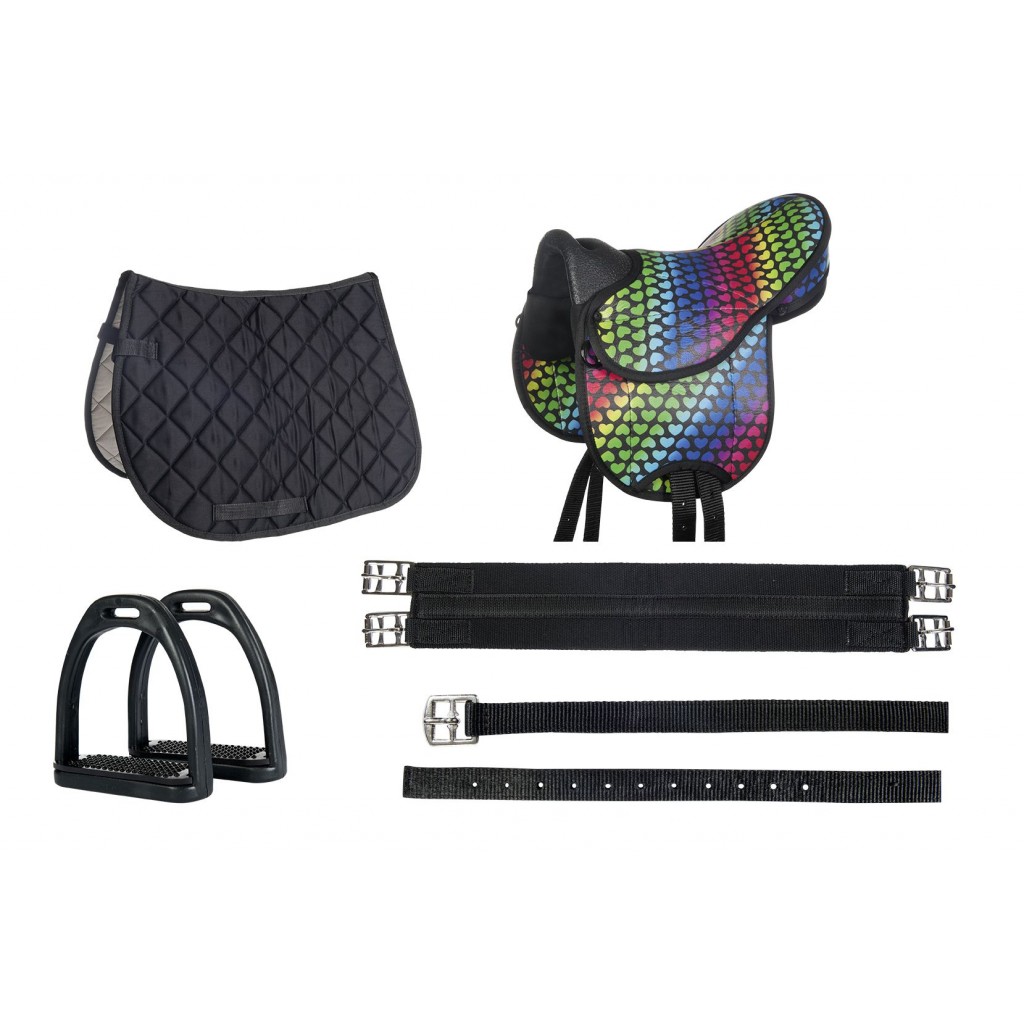 HKM Shetland Pony Saddle Set Colourful