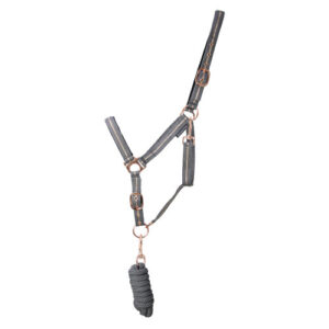 Hy Equestrian Rose Glitter Head Collar and Lead Rope