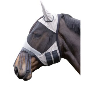 HKM Anti-fly mask -Fringes- Silver/Grey