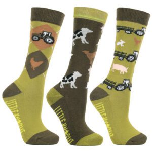 Farm Collection Socks by Little Knight -Pack of 3 - Olive Green