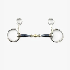 Premier Equine Blue Sweet Iron Hanging Cheek with Brass Alloy Lozenge 