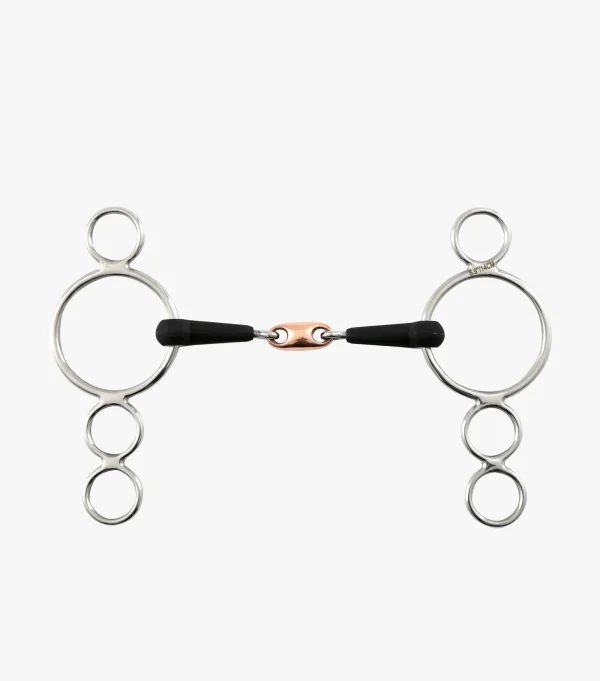 Premier Equine Rubber Three Ring Dutch Gag with Lozenge