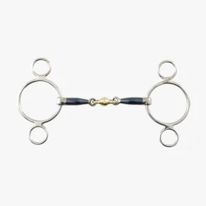 Premier Equine Blue Sweet Iron Two Ring Gag with Brass Alloy Lozenge
