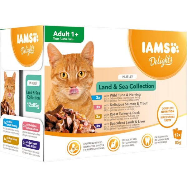 Iams Delights Land & Sea in Jelly Cat Food 12 x 85g