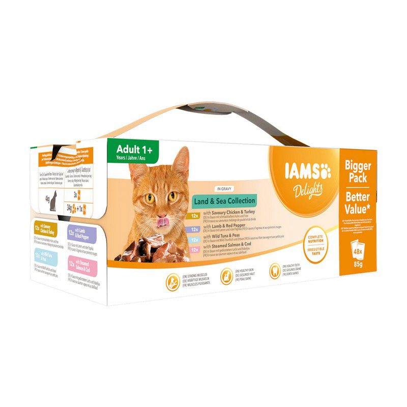 Iams Delights Land & Sea in Gravy Cat Food 48 x 85g