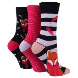 Sockshop Wildfeet Cotton Crew Socks 3 Pack -Fancy Fox