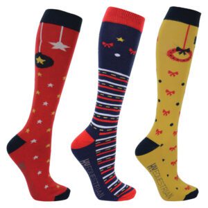 Hy Equestrian Christmas Decorations Socks (Pack of 3)