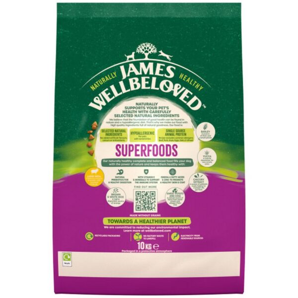 James Wellbeloved Dog Adult Superfoods Lamb with Sweet Potato 10kg Click & Collect
