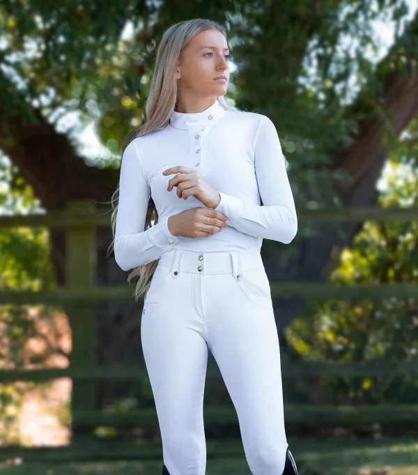 A superior pair of breeches crafted from an advanced fabric with water repellent properties and four-way stretch.