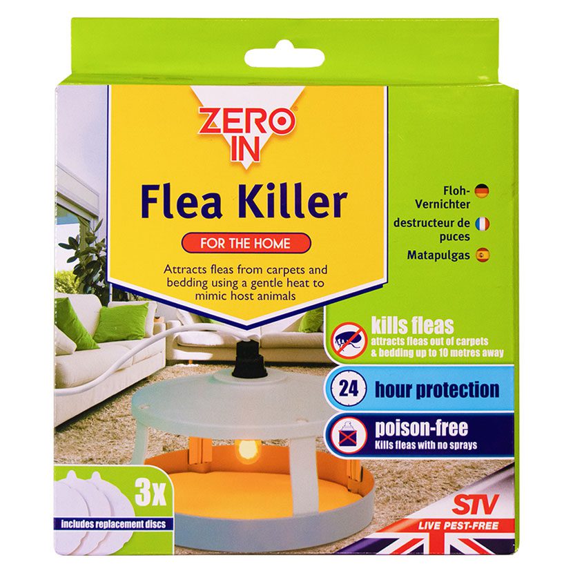 The adhesive disc traps fleas without the use of poisons or sprays and can be used all year round.