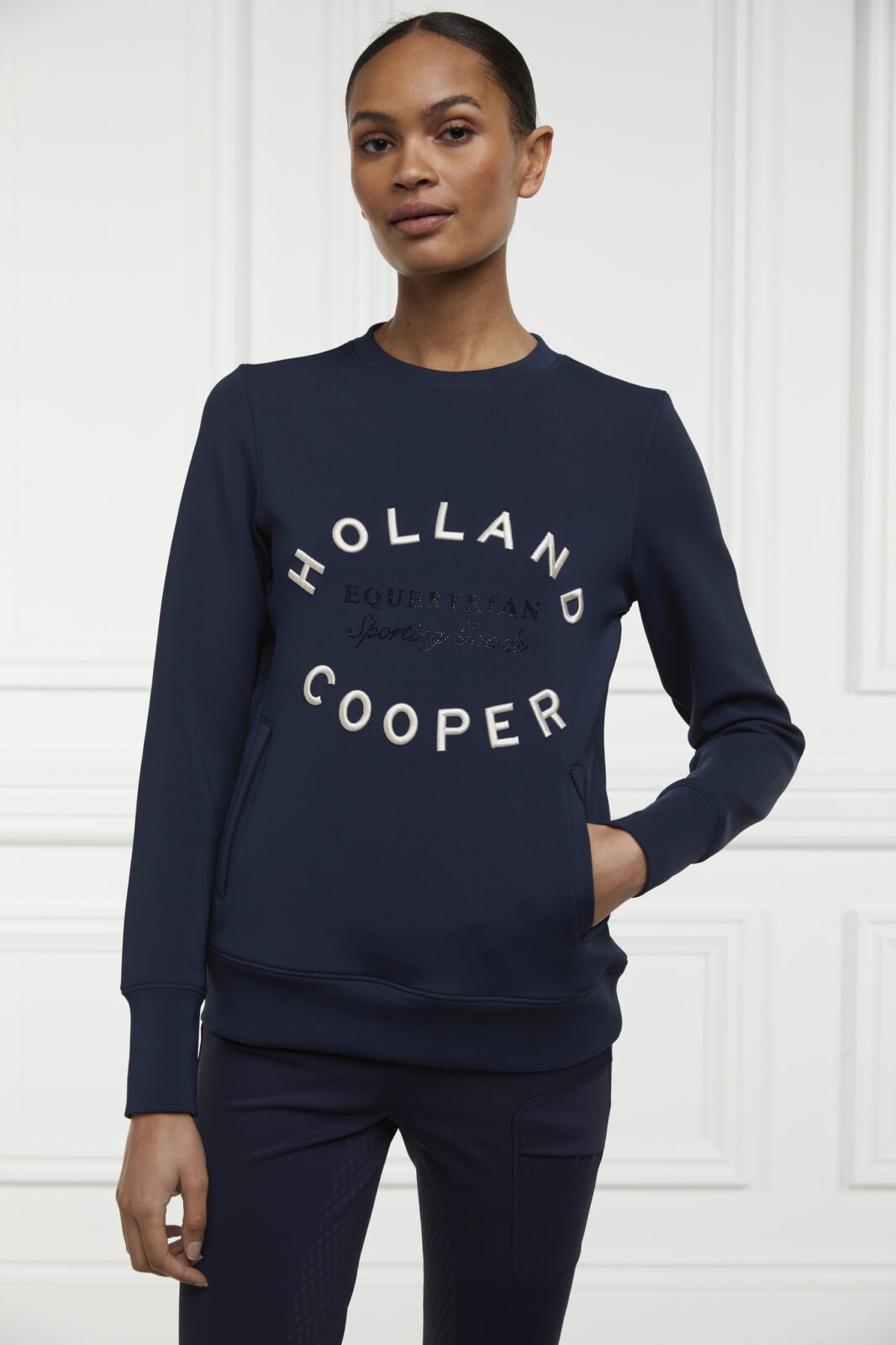 Holland Cooper Crystal Crew Neck Sweat -Ink Navy - Image 4