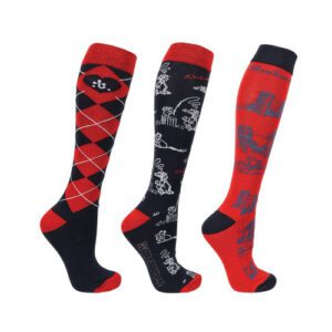 Hy Equestrian Thelwell Collection Practice Makes Perfect -Socks (Pack of 3)