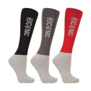 Hy Equestrian Socks -HYCONIC (Pack of 3) - Red/Black