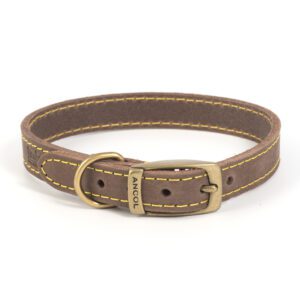 Ancol Leather Collar -Timberwolf 