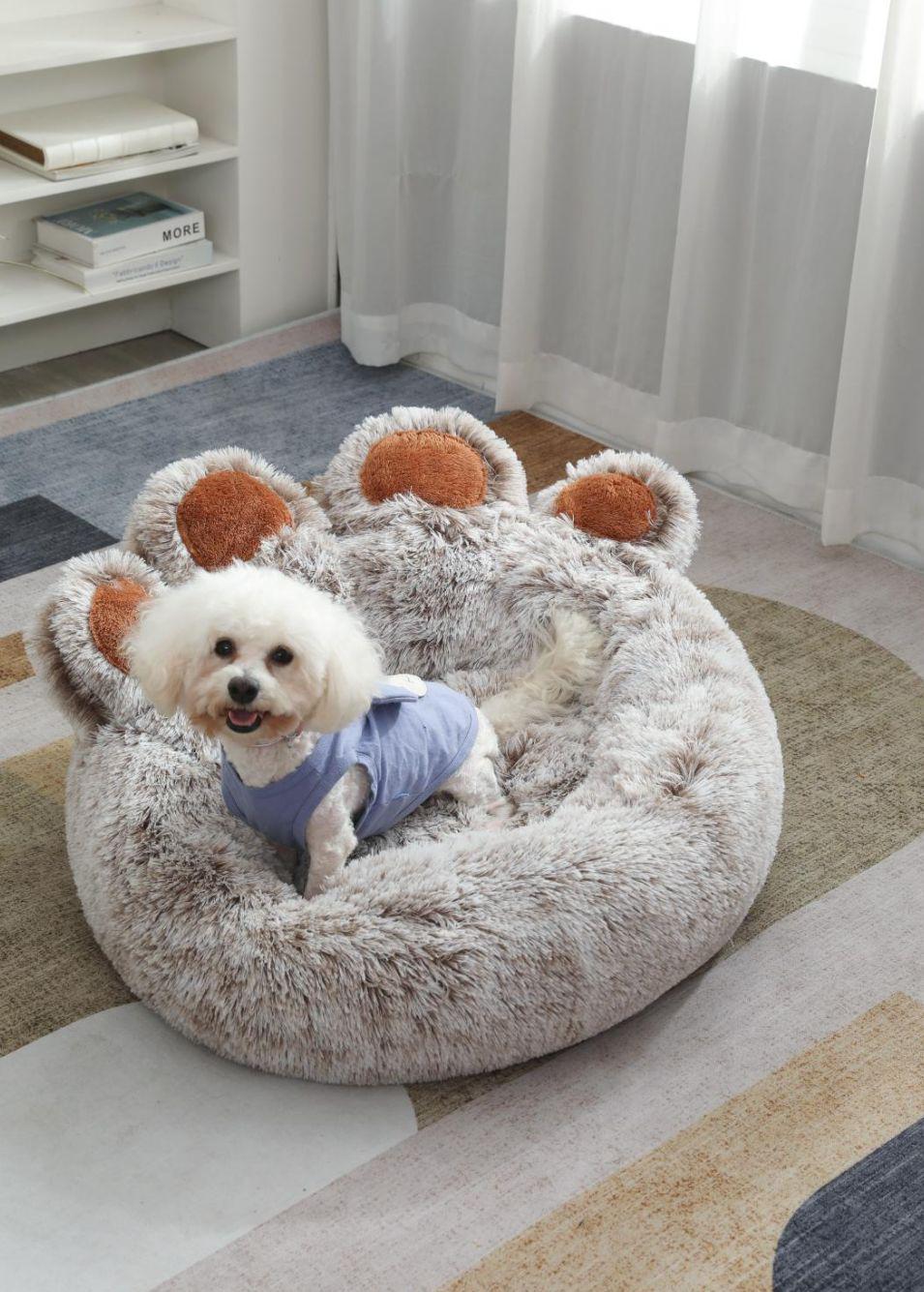 Paw Donut Pet Bed -Faux Fur - Image 2