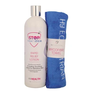 HyHEALTH STOP THAT ITCH! Rapid Relief Lotion with Microfibre Towel by Hy Equestrian 500ml