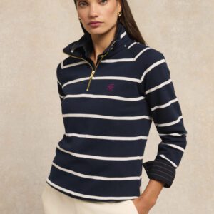 Holland Cooper Kingham Quarter Zip Sweat -Ink Navy Stripe 