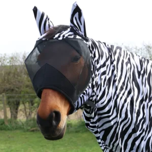 Hy Equestrian Zebra Fly Mask -Sweet Itch 