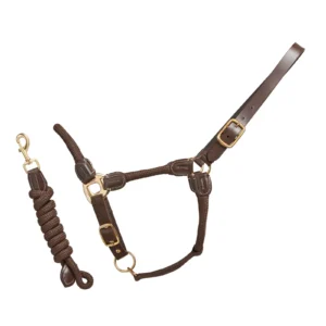 Cameo Equine Rope Leather Headcollar and Leadrope