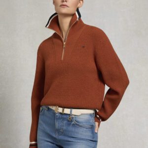 Holland Copper Jessica Quarter Zip Knit -Caramel
