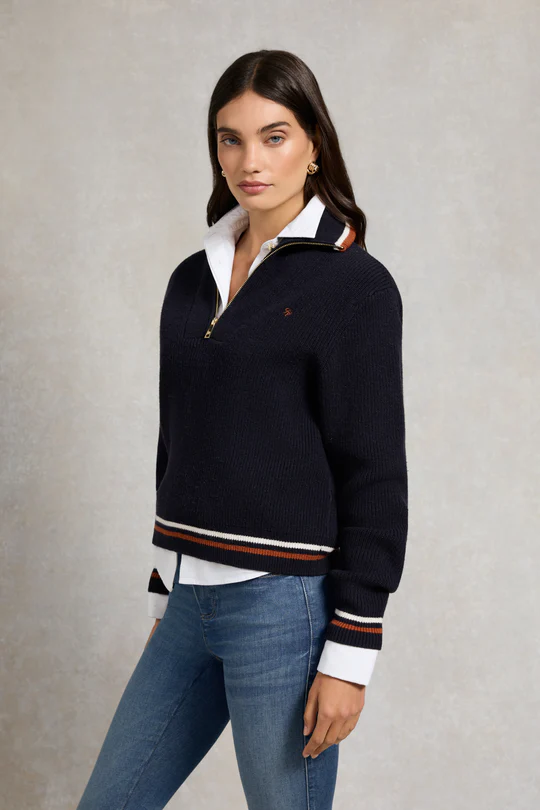 Holland Copper Jessica Quarter Zip Knit -Ink Navy