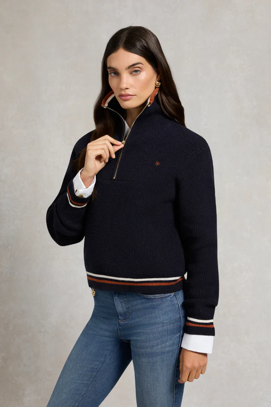Holland Copper Jessica Quarter Zip Knit -Ink Navy