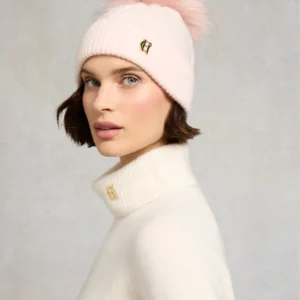 Sloane Soft Pink Cable Bobble Hat by Holland Cooper 