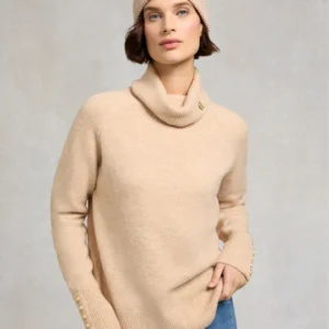Sloane Taupe Marl Cable Bobble Hat by Holland Cooper