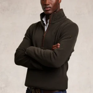 Holland Cooper Country Fleece Quarter Zip -Khaki