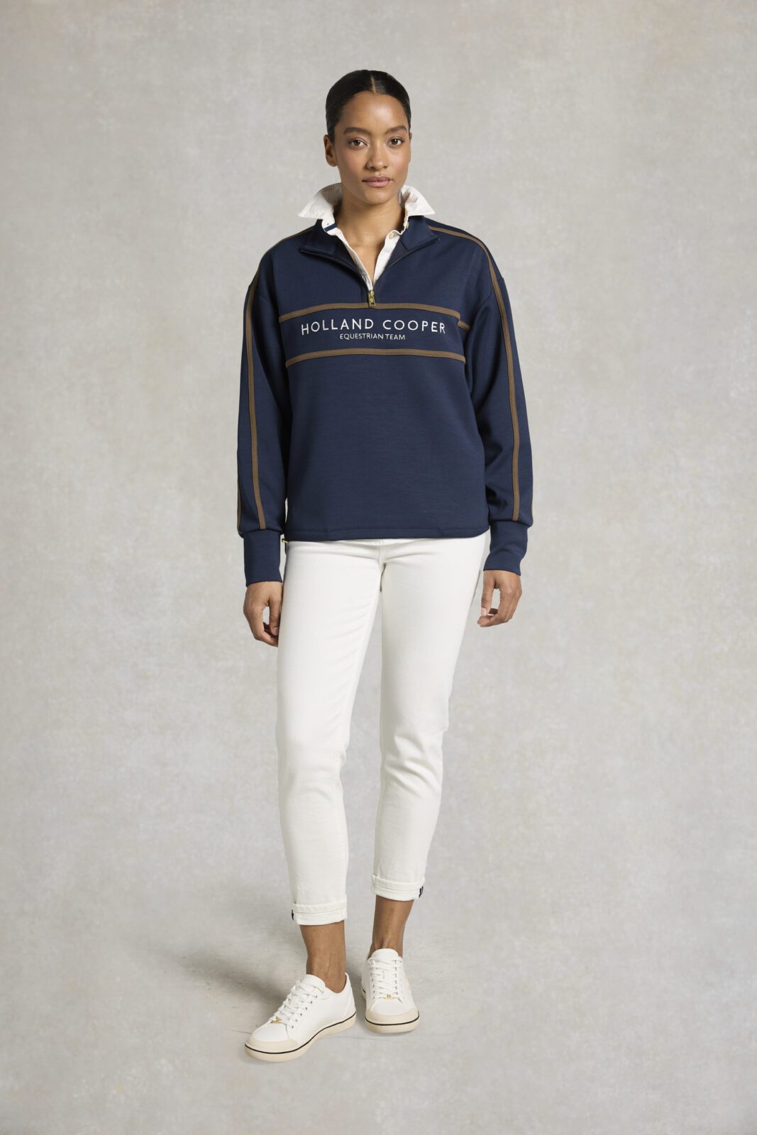 Equestrian Quarter Zip Sweat -Navy by Holland Cooper - Image 4