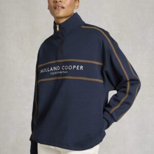 Equestrian Quarter Zip Sweat -Navy by Holland Cooper