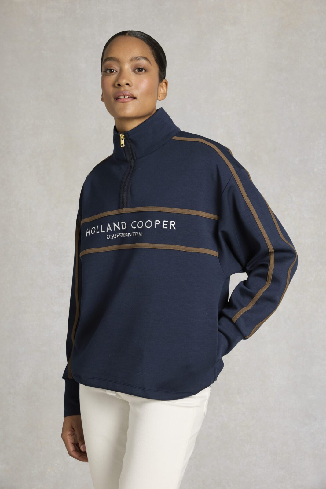 Equestrian Quarter Zip Sweat -Navy by Holland Cooper