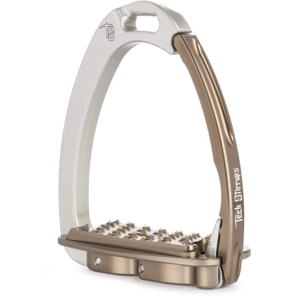 Venice Flat Evo Silver/Brown Safety Stirrups by Tech Stirrups