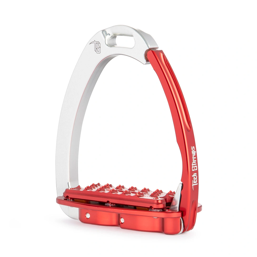 Venice Plus Evo Silver/Red Safety Stirrups by Tech Stirrups
