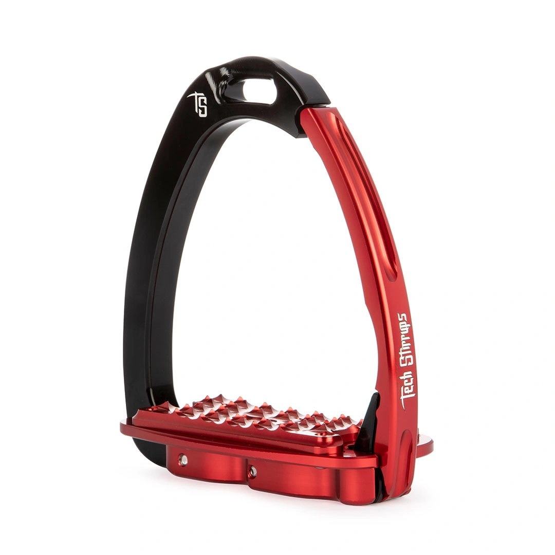 Venice Sloped Evo Black/Red Safety Stirrups by Tech Stirrups