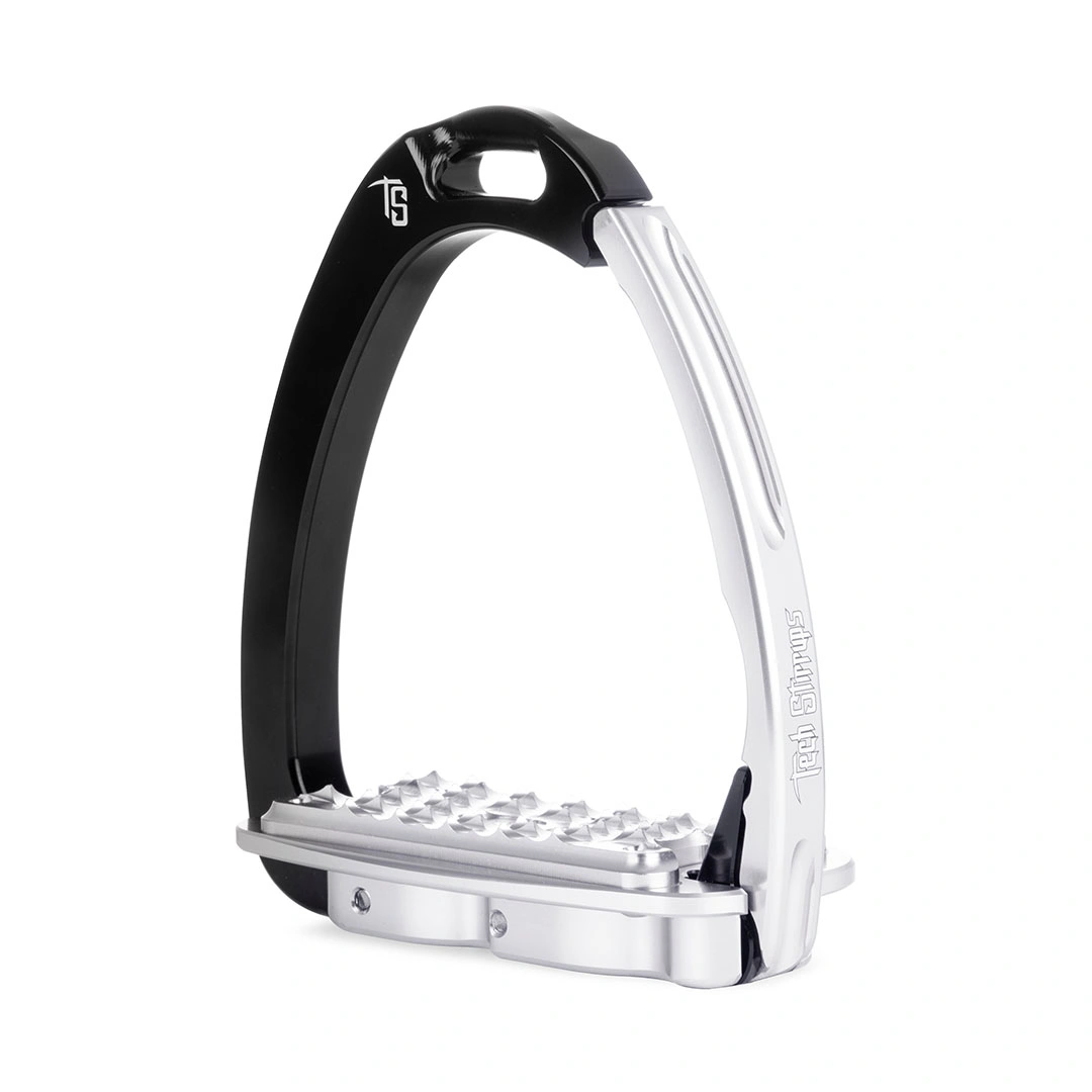 Venice Sloped Evo Black/Silver Safety Stirrups by Tech Stirrups