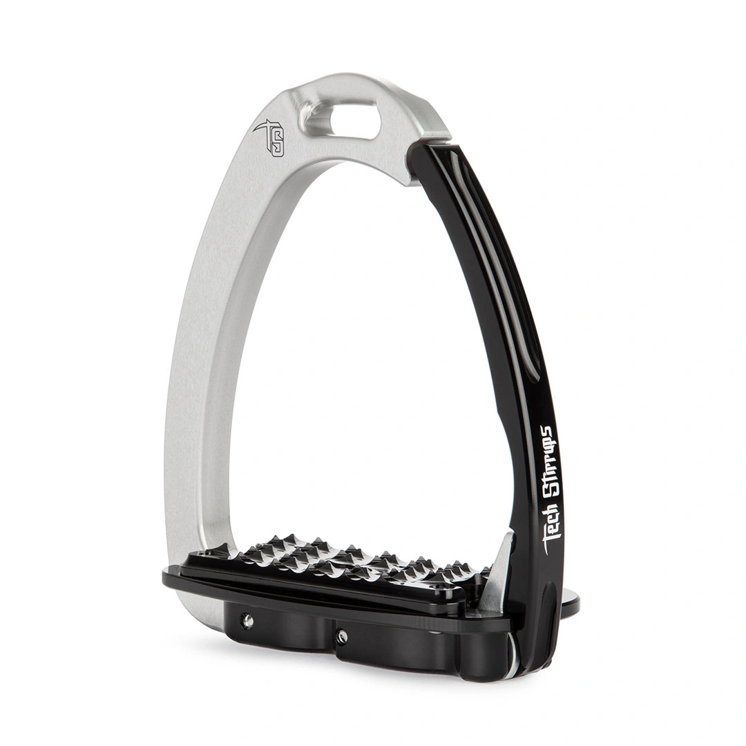 Venice Sloped Evo Silver/Black Safety Stirrups by Tech Stirrups