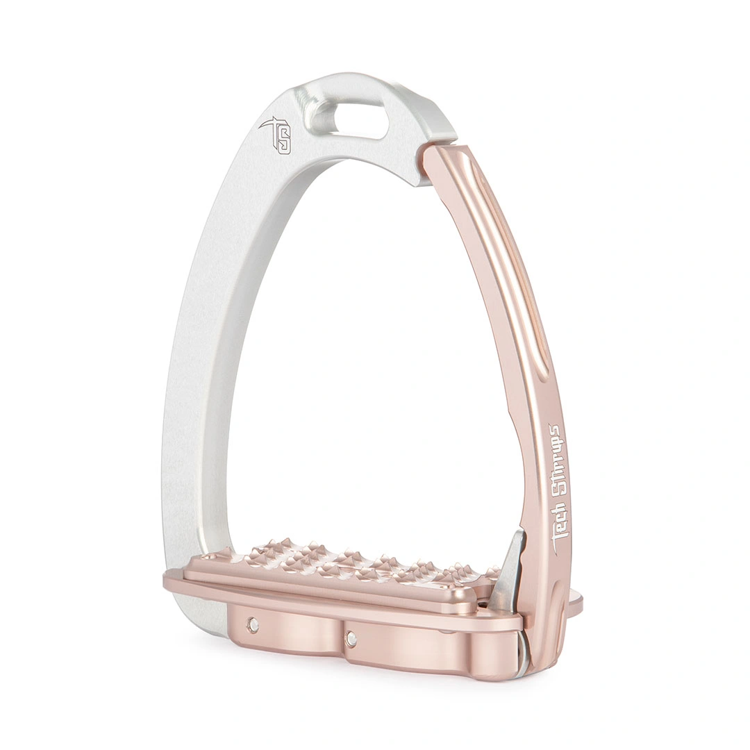 Venice Sloped Evo Silver/Rosegold Safety Stirrups by Tech Stirrups
